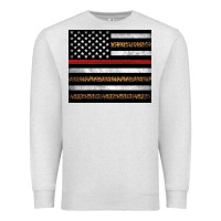 Oatmeal Heather thin red line American flag leopard Premium Sweatshirt - Artiststas
