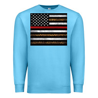 Ocean Blue thin red line American flag leopard Premium Sweatshirt - Artiststas