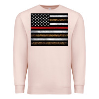 Pale Pink thin red line American flag leopard Premium Sweatshirt - Artiststas