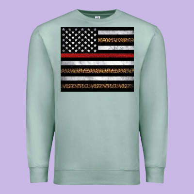 Thin Red Line American Flag Leopard Premium Sweatshirt Designed By Artiststas