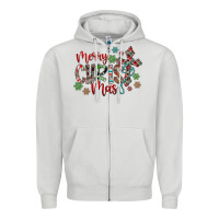 Dove Grey Merry Christmas Zipper Hoodie - CowhideDigitalArt