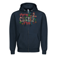 Navy Merry Christmas Zipper Hoodie - CowhideDigitalArt