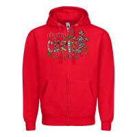 Red Merry Christmas Zipper Hoodie - CowhideDigitalArt