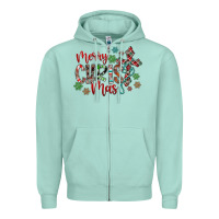 Seafoam Merry Christmas Zipper Hoodie - CowhideDigitalArt