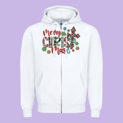 Merry Christmas Zipper Hoodie Designed By Cowhidedigitalart