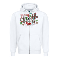 White Merry Christmas Zipper Hoodie - CowhideDigitalArt
