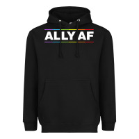 Black Ally AF Pride Rainbow Shirt  Proud LGBTQ Ally TShirt Heavyweight Hoodie - minhPixels