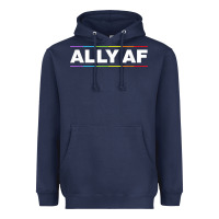 Navy Ally AF Pride Rainbow Shirt  Proud LGBTQ Ally TShirt Heavyweight Hoodie - minhPixels