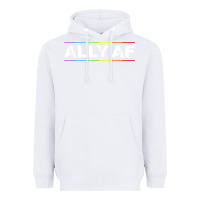 White Ally AF Pride Rainbow Shirt  Proud LGBTQ Ally TShirt Heavyweight Hoodie - minhPixels