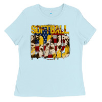 Baby Blue American Softball Dad Ladies Tee - Bettercallsaul