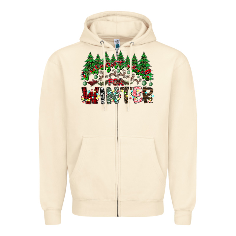 I Was Made For Winter Zipper Hoodie by CowhideDigitalArt | Teevron