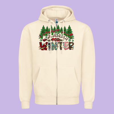 I Was Made For Winter Zipper Hoodie Designed By Cowhidedigitalart