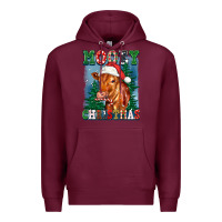 Burgundy mooey christmas heifer Premium Hoodie - FaDigitalArtStudio