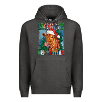 Charcoal Heather mooey christmas heifer Premium Hoodie - FaDigitalArtStudio