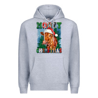 Heather Grey mooey christmas heifer Premium Hoodie - FaDigitalArtStudio