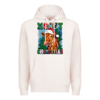 Pale Pink mooey christmas heifer Premium Hoodie - FaDigitalArtStudio