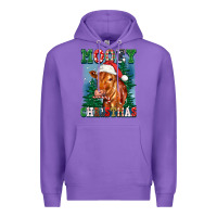 Purple mooey christmas heifer Premium Hoodie - FaDigitalArtStudio
