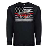 Black thin red line American flag fire truck Premium Sweatshirt - Artiststas