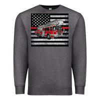Charcoal Heather thin red line American flag fire truck Premium Sweatshirt - Artiststas