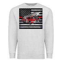 Dove Grey thin red line American flag fire truck Premium Sweatshirt - Artiststas
