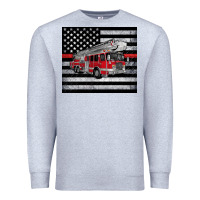 Heather Grey thin red line American flag fire truck Premium Sweatshirt - Artiststas