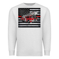 Oatmeal Heather thin red line American flag fire truck Premium Sweatshirt - Artiststas