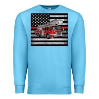 Ocean Blue thin red line American flag fire truck Premium Sweatshirt - Artiststas