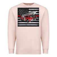 Pale Pink thin red line American flag fire truck Premium Sweatshirt - Artiststas