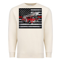 Thin Red Line American Flag Fire Truck Premium Sweatshirt | Teevron