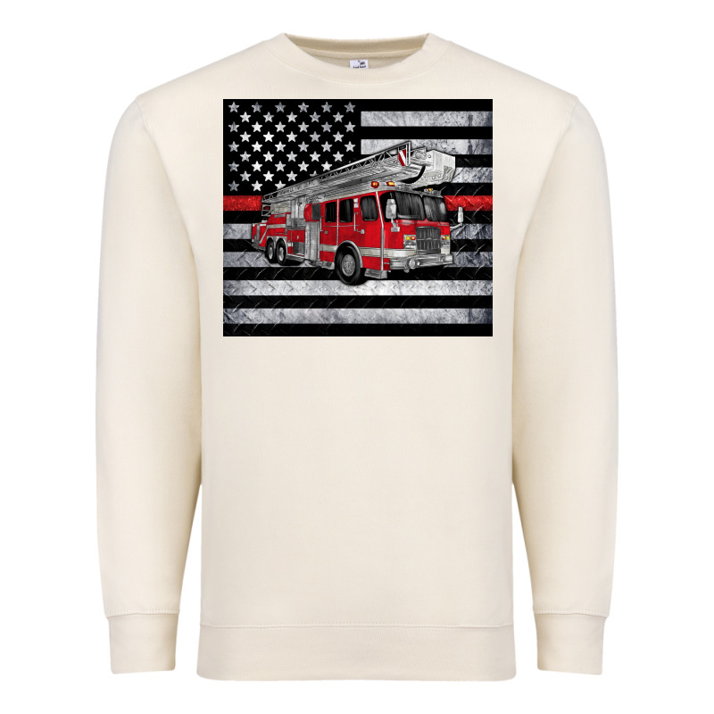 Thin Red Line American Flag Fire Truck Premium Sweatshirt by Artiststas | Teevron