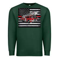 Sports Green thin red line American flag fire truck Premium Sweatshirt - Artiststas