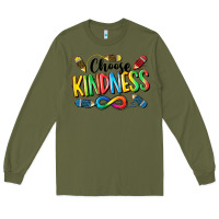 Army Green Chose Kindness Autism Long Sleeve Tee - CowGirlArtShop