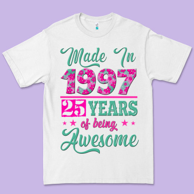 Made In 1997, 25 Years Of Being Awesome Premium Tee Designed By Jasminsmagicworld