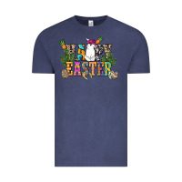 Vintage Denim Happy Easter with cowboy Easter Day Vintage Tee - HowdyJamesFarm