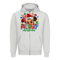 Dove Grey Merry Christmas Zipper Hoodie - CowhideDigitalArt