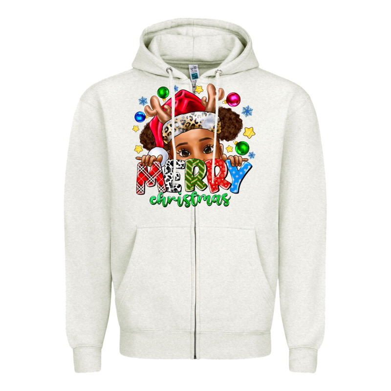 Merry Christmas Zipper Hoodie by CowhideDigitalArt | Teevron