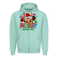 Seafoam Merry Christmas Zipper Hoodie - CowhideDigitalArt