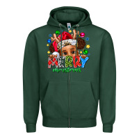 Sports Green Merry Christmas Zipper Hoodie - CowhideDigitalArt