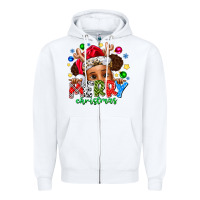 White Merry Christmas Zipper Hoodie - CowhideDigitalArt