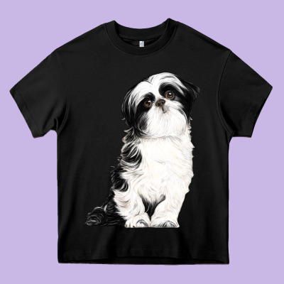 Shih Tzu Dog Heavy Core Tee Designed By Lillyallendesigns