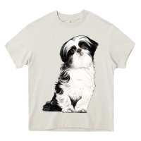 Cream shih tzu dog Heavy Core Tee - LillyAllenDesigns