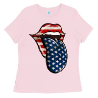 Bubblegum Pink American Toungue for 4th of July Ladies Tee - Bettercallsaul