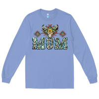 Colony Blue Mom with Cow skull Mother's Day Long Sleeve Tee - CowGirlArtShop