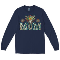 Navy Mom with Cow skull Mother's Day Long Sleeve Tee - CowGirlArtShop