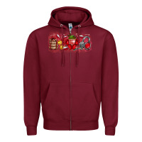 Burgundy Merry Christmas Zipper Hoodie - CowhideDigitalArt