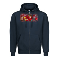 Navy Merry Christmas Zipper Hoodie - CowhideDigitalArt