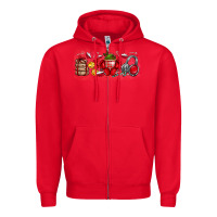 Red Merry Christmas Zipper Hoodie - CowhideDigitalArt