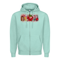 Seafoam Merry Christmas Zipper Hoodie - CowhideDigitalArt