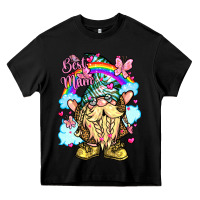 Black best mom gnome rainbow clouds butterfly glitter Heavy Core Tee - LillyAllenDesigns