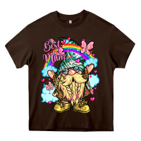 Chocolate Brown best mom gnome rainbow clouds butterfly glitter Heavy Core Tee - LillyAllenDesigns